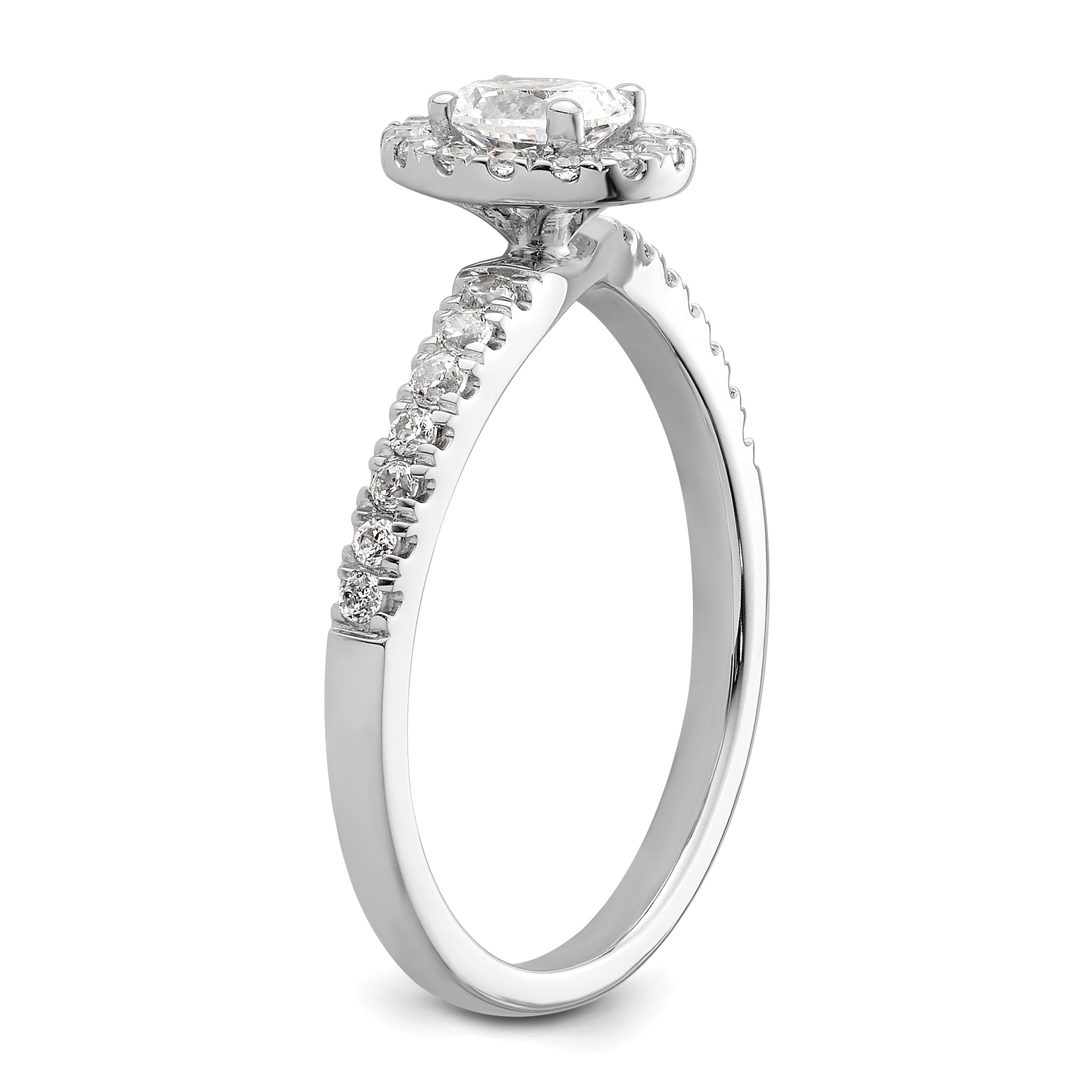 14K White Gold Lab Grown VS/SI+ G+ Diamond Two Promises Halo Engagement Ring