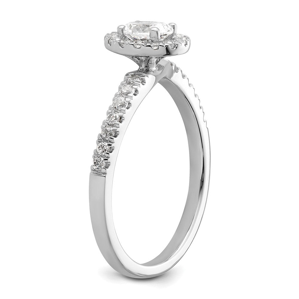 14K White Gold Lab Grown VS/SI+ G+ Diamond Two Promises Halo Engagement Ring