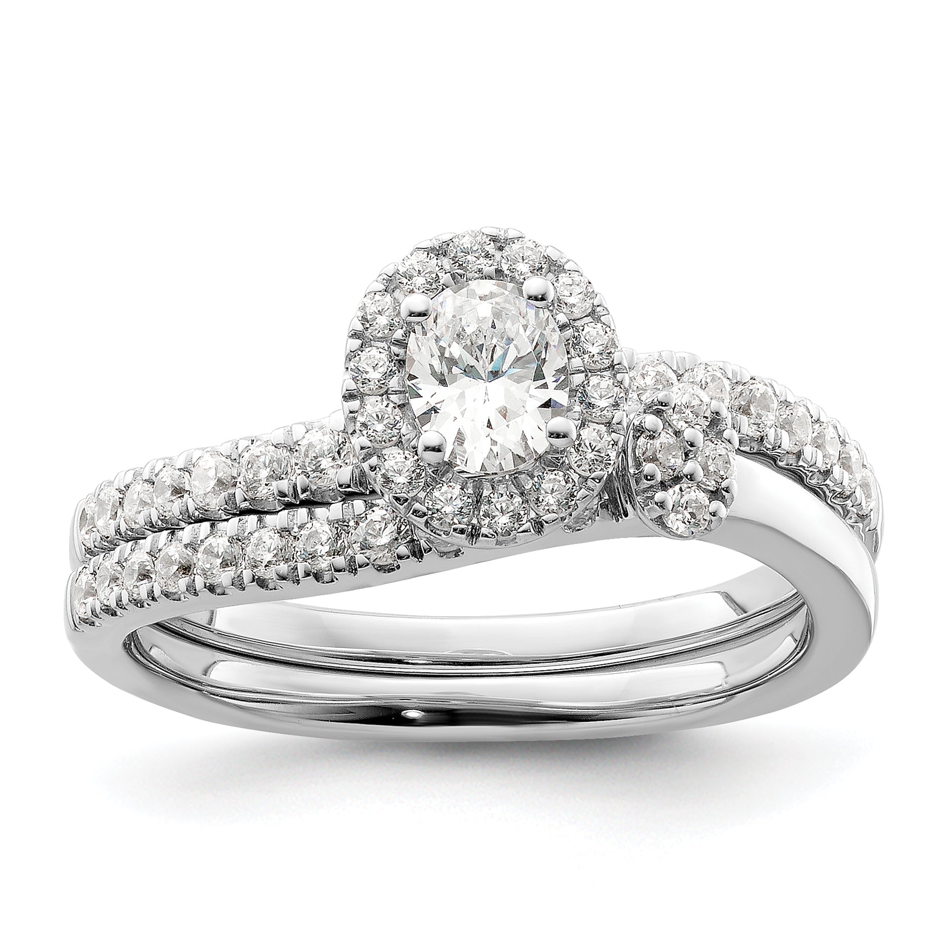 14K White Gold Lab Grown VS/SI+ G+ Diamond Two Promises Halo Engagement Ring