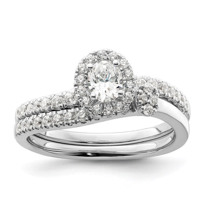 14K White Gold Lab Grown VS/SI+ G+ Diamond Two Promises Halo Engagement Ring