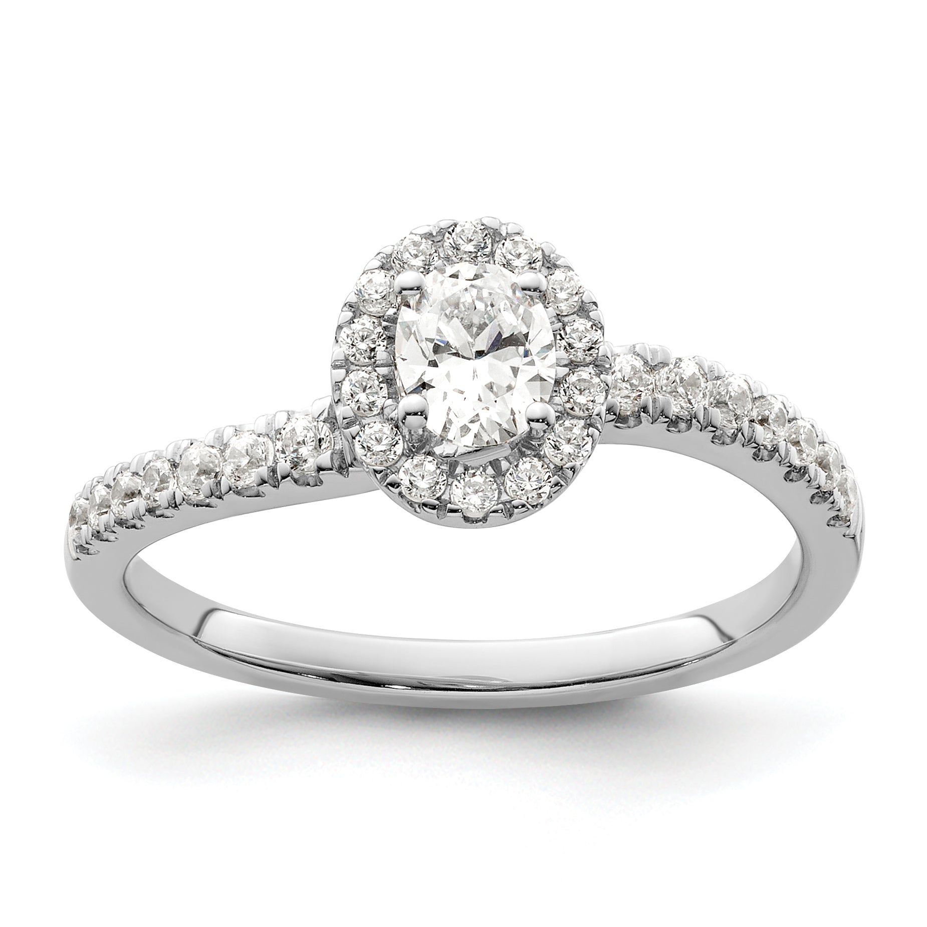 14K White Gold Lab Grown VS/SI+ G+ Diamond Two Promises Halo Engagement Ring