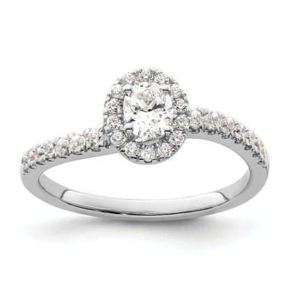 14K White Gold Lab Grown VS/SI+ G+ Diamond Two Promises Halo Engagement Ring