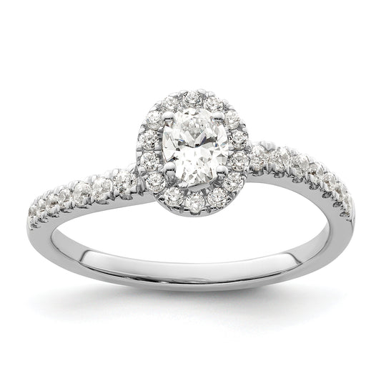 14K White Gold Lab Grown VS/SI+ G+ Diamond Two Promises Halo Engagement Ring