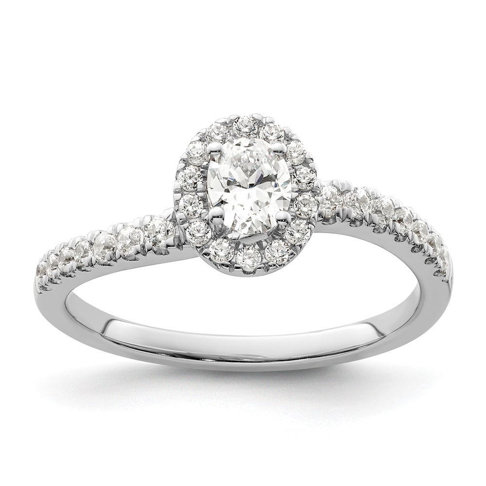 14K White Gold Lab Grown VS/SI+ G+ Diamond Two Promises Halo Engagement Ring
