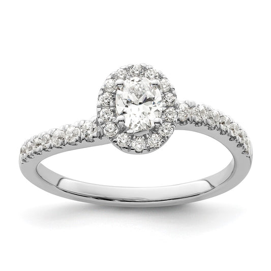 14K White Gold Lab Grown VS/SI+ G+ Diamond Two Promises Halo Engagement Ring