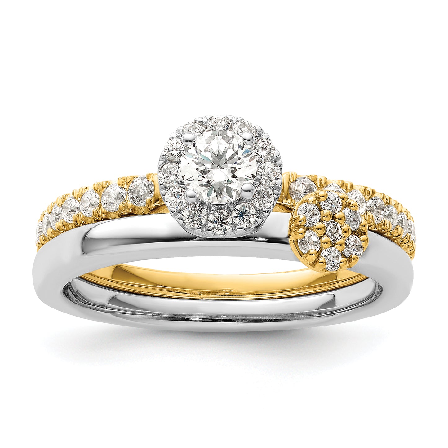 14k Two-tone Two Promises Two Tone 5/8 Ct. Lab Grown Diamond VS/SI+ G+ Petite Halo Engagement Ring