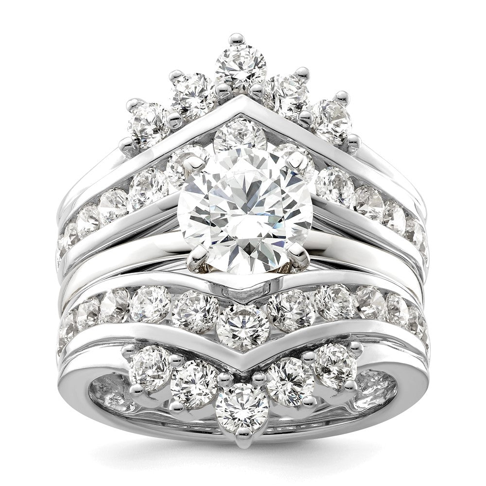 14k White Gold 2 1/3 Ct. Lab Grown Diamond VS/SI+ G+ Complete Double Row Ring Guard