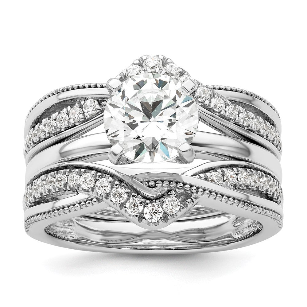 14k White Gold 1/3 Ct. Lab Grown Diamond VS/SI+ G+ Complete Twisted Ring Guard