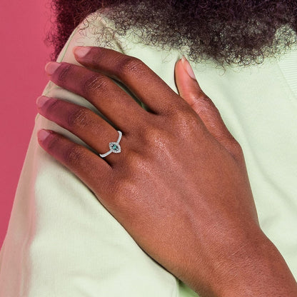 14k White Gold 1/5 Ct. Lab Grown Diamond VS/SI+ G+ and Lab Created Alexandrite June Birthstone Ring