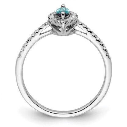 14k White Gold 1/5 Ct. Lab Grown Diamond VS/SI+ G+ and Lab Created Alexandrite June Birthstone Ring