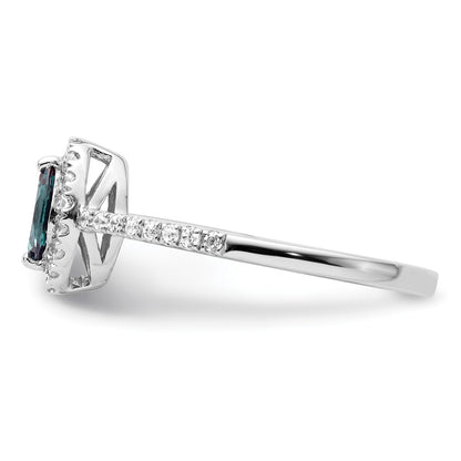14k White Gold 1/5 Ct. Lab Grown Diamond VS/SI+ G+ and Lab Created Alexandrite June Birthstone Ring