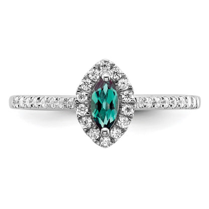 14k White Gold 1/5 Ct. Lab Grown Diamond VS/SI+ G+ and Lab Created Alexandrite June Birthstone Ring