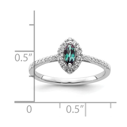 14k White Gold 1/5 Ct. Lab Grown Diamond VS/SI+ G+ and Lab Created Alexandrite June Birthstone Ring