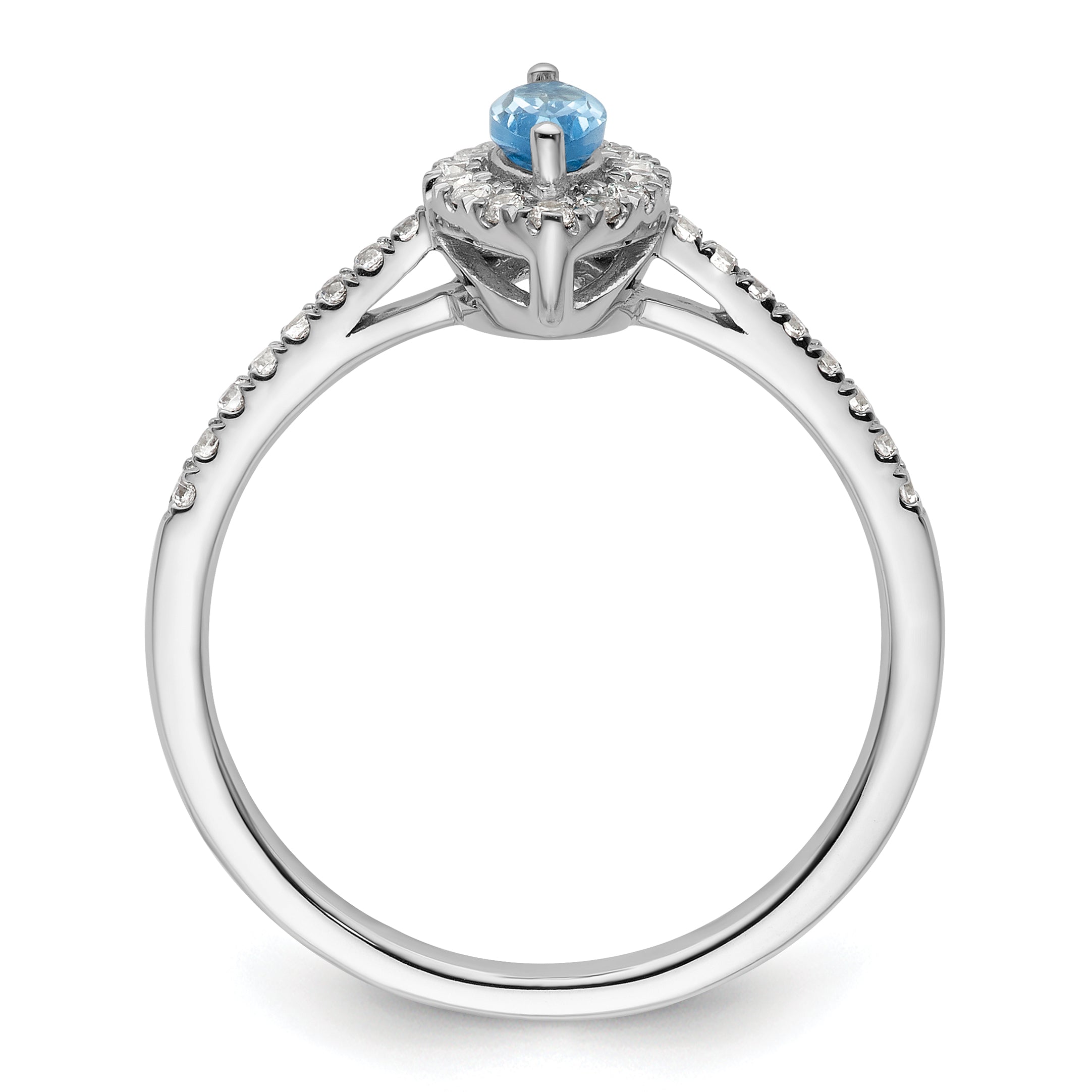 14k White Gold 1/5 Ct. Lab Grown Diamond VS/SI+ G+ and Blue Topaz December Birthstone Ring