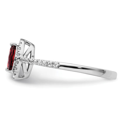 14k White Gold 1/5 Ct. Lab Grown Diamond VS/SI+ G+ and Garnet January Birthstone Ring