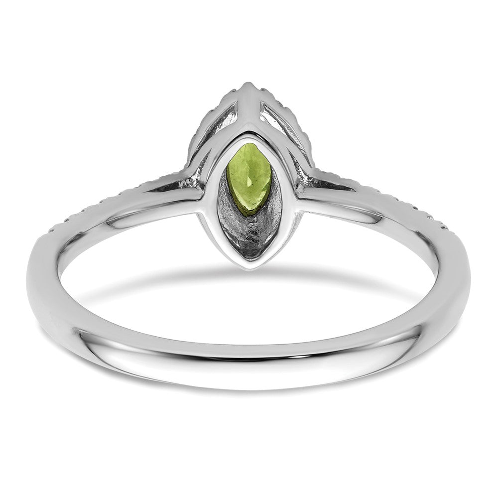 14k White Gold 1/5 Ct. Lab Grown Diamond VS/SI+ G+ and Peridot August Birthstone Ring