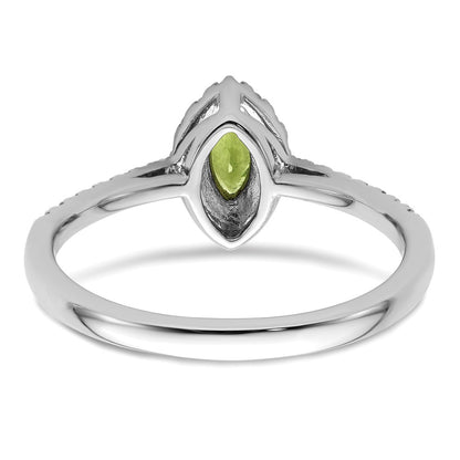 14k White Gold 1/5 Ct. Lab Grown Diamond VS/SI+ G+ and Peridot August Birthstone Ring