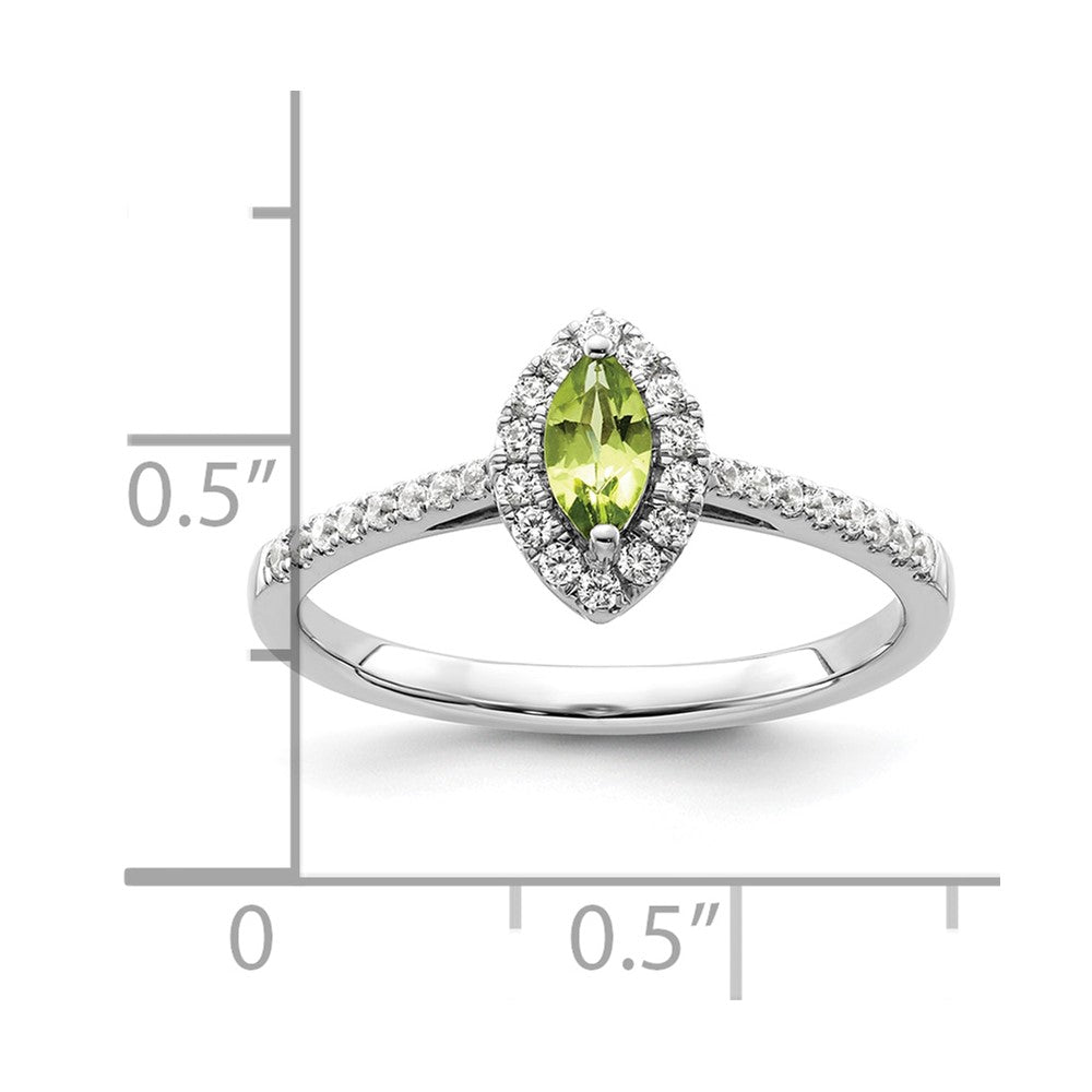 14k White Gold 1/5 Ct. Lab Grown Diamond VS/SI+ G+ and Peridot August Birthstone Ring