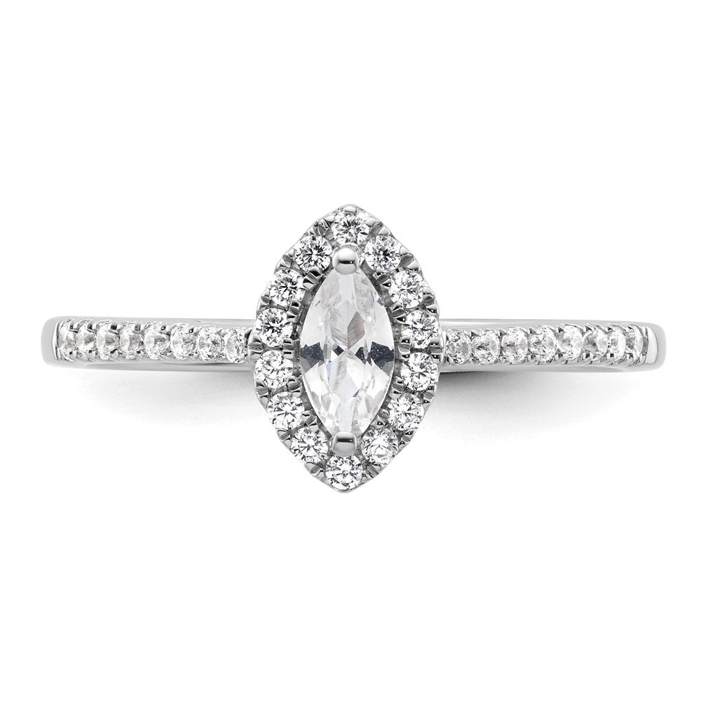 14k White Gold 1/5 Ct. Lab Grown Diamond VS/SI+ G+ and White Sapphire April Birthstone Ring