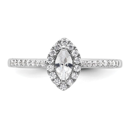14k White Gold 1/5 Ct. Lab Grown Diamond VS/SI+ G+ and White Sapphire April Birthstone Ring