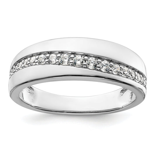 14K White Gold True Origin Men'S 3/8 Carat Lab Grown Diamond Vs D E F Band