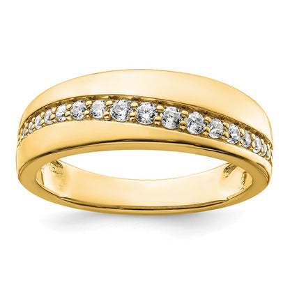 True Origin 14K Yellow Gold Men's 3/8 carat Lab Grown Diamond VS+ F+ Complete Wedding Band Ring