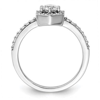 14k White Gold 5/8 Ct. Lab Grown Diamond VS/SI+ G+ Round Geometric Halo Engagement Ring