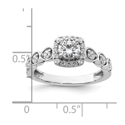 14k White Gold 7/8 Ct. Lab Grown Diamond VS/SI+ G+ Round Halo Engagement Ring