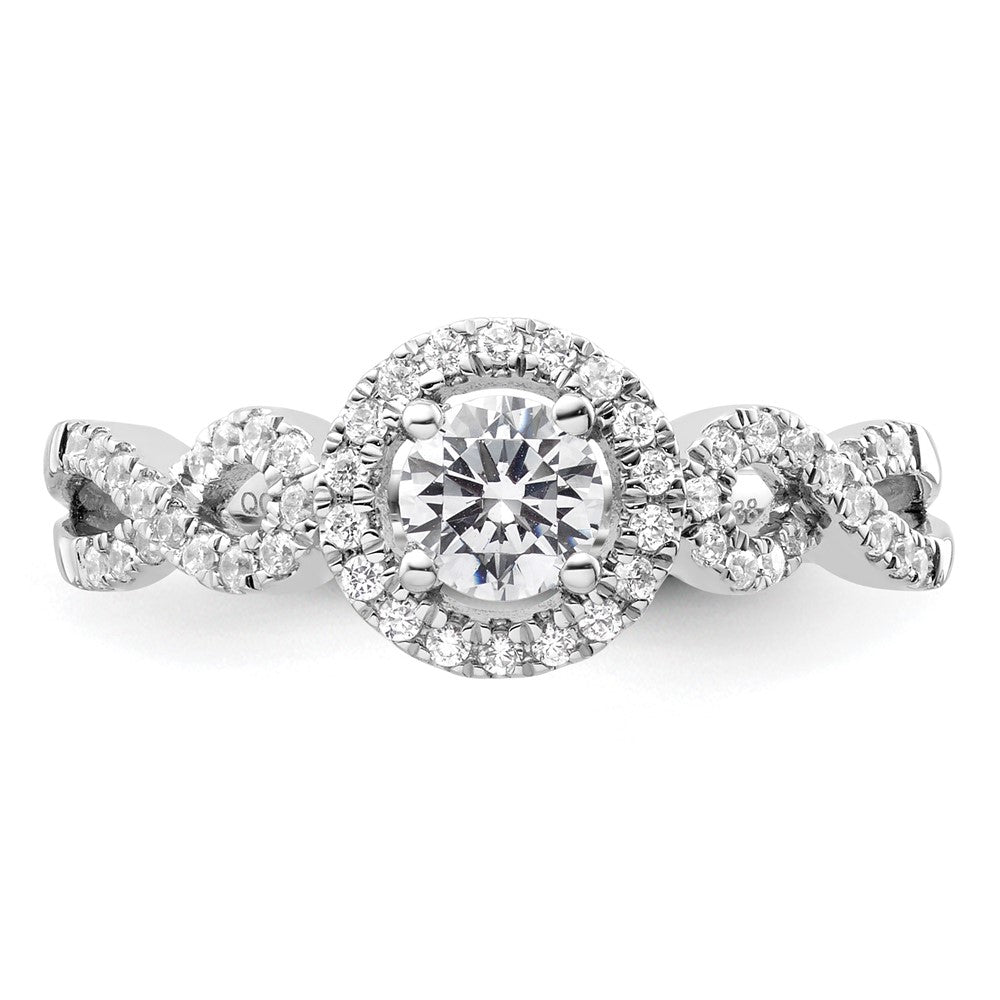 14k White Gold 5/8 Ct. Lab Grown Diamond VS/SI+ G+ Round Fancy Halo Engagement Ring