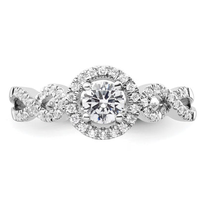 14k White Gold 5/8 Ct. Lab Grown Diamond VS/SI+ G+ Round Fancy Halo Engagement Ring