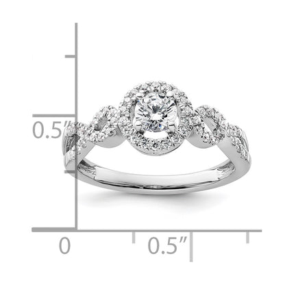 14k White Gold 5/8 Ct. Lab Grown Diamond VS/SI+ G+ Round Fancy Halo Engagement Ring
