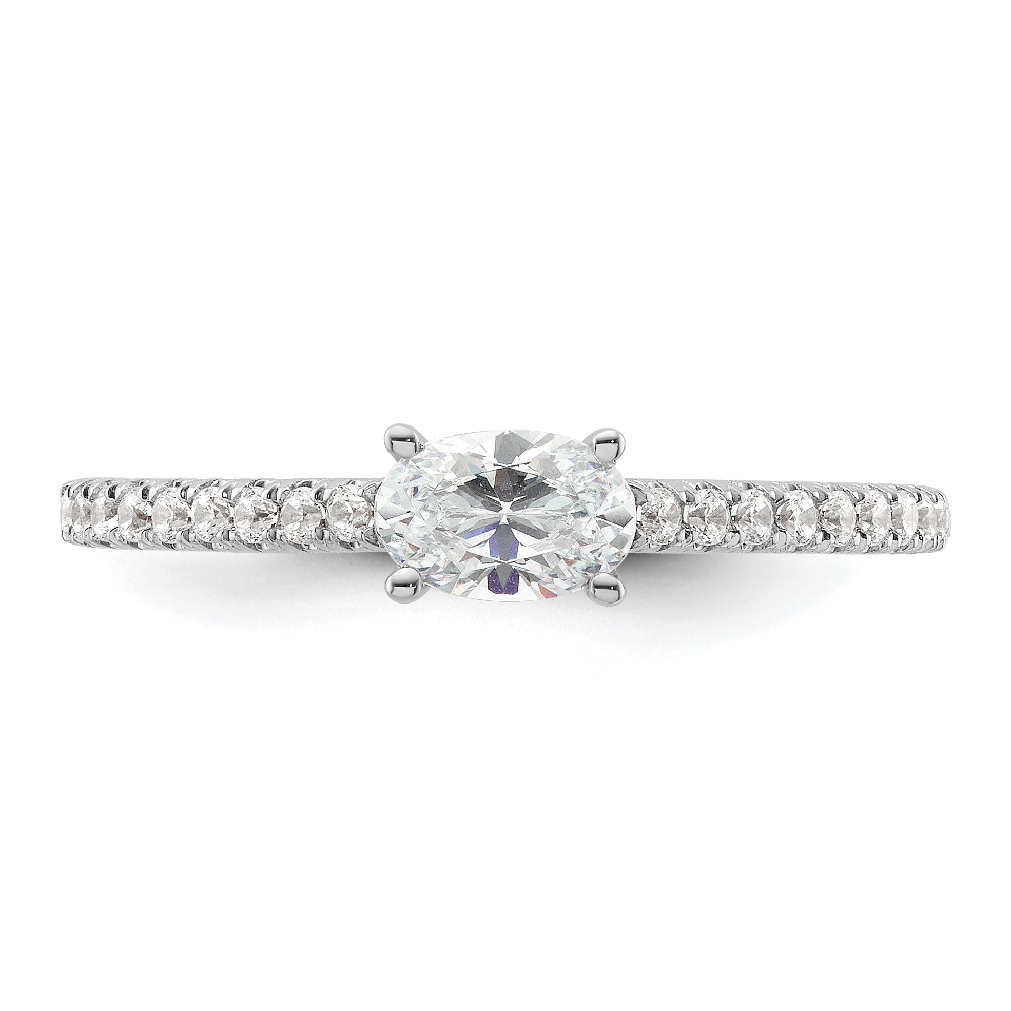 14k White Gold 3/4 Ct. Lab Grown Diamond VS/SI+ G+ East-West Oval Engagement Ring