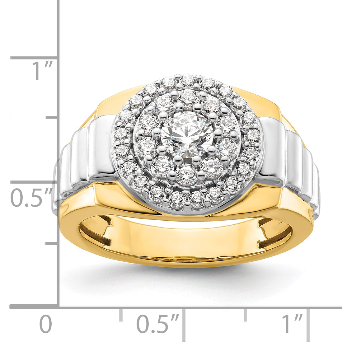 14k Two-Tone 1 1/4 Ct. Lab Grown Diamond VS/SI+ G+ Cluster Men's Ring