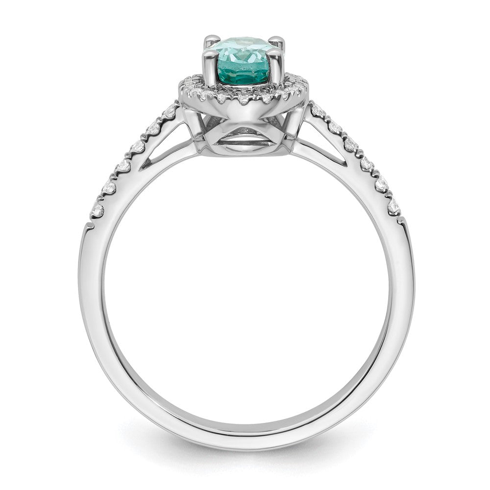 Pure Serenity 14k White Gold 1/5 Ct. Lab Grown Diamond VS/SI+ G+ and Lab Created Paraiba Ring