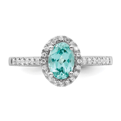 Pure Serenity 14k White Gold 1/5 Ct. Lab Grown Diamond VS/SI+ G+ and Lab Created Paraiba Ring
