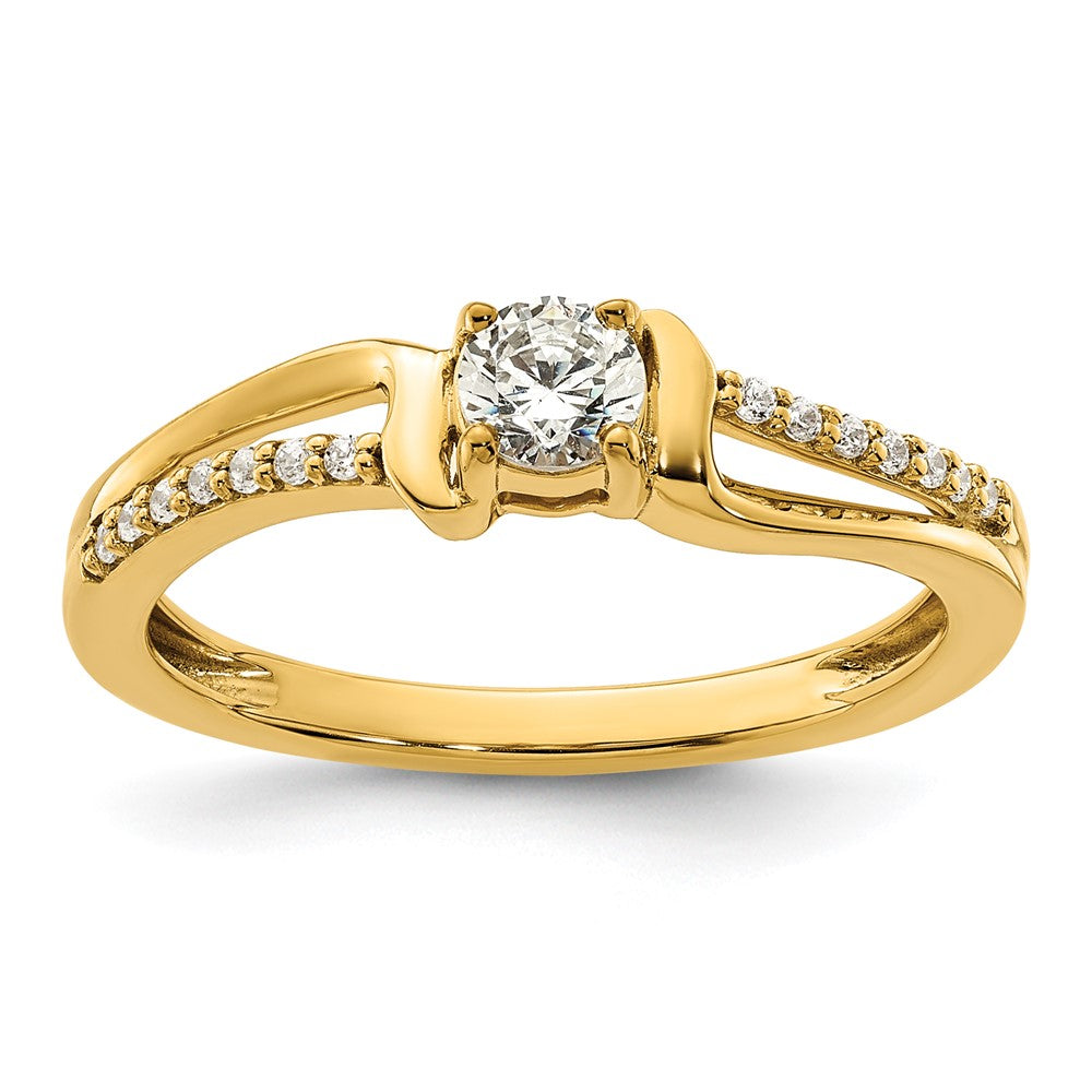 10k Yellow Gold White 1/3 Ct. Lab Grown Diamond VS/SI+ G+ Solitaire Promise Ring
