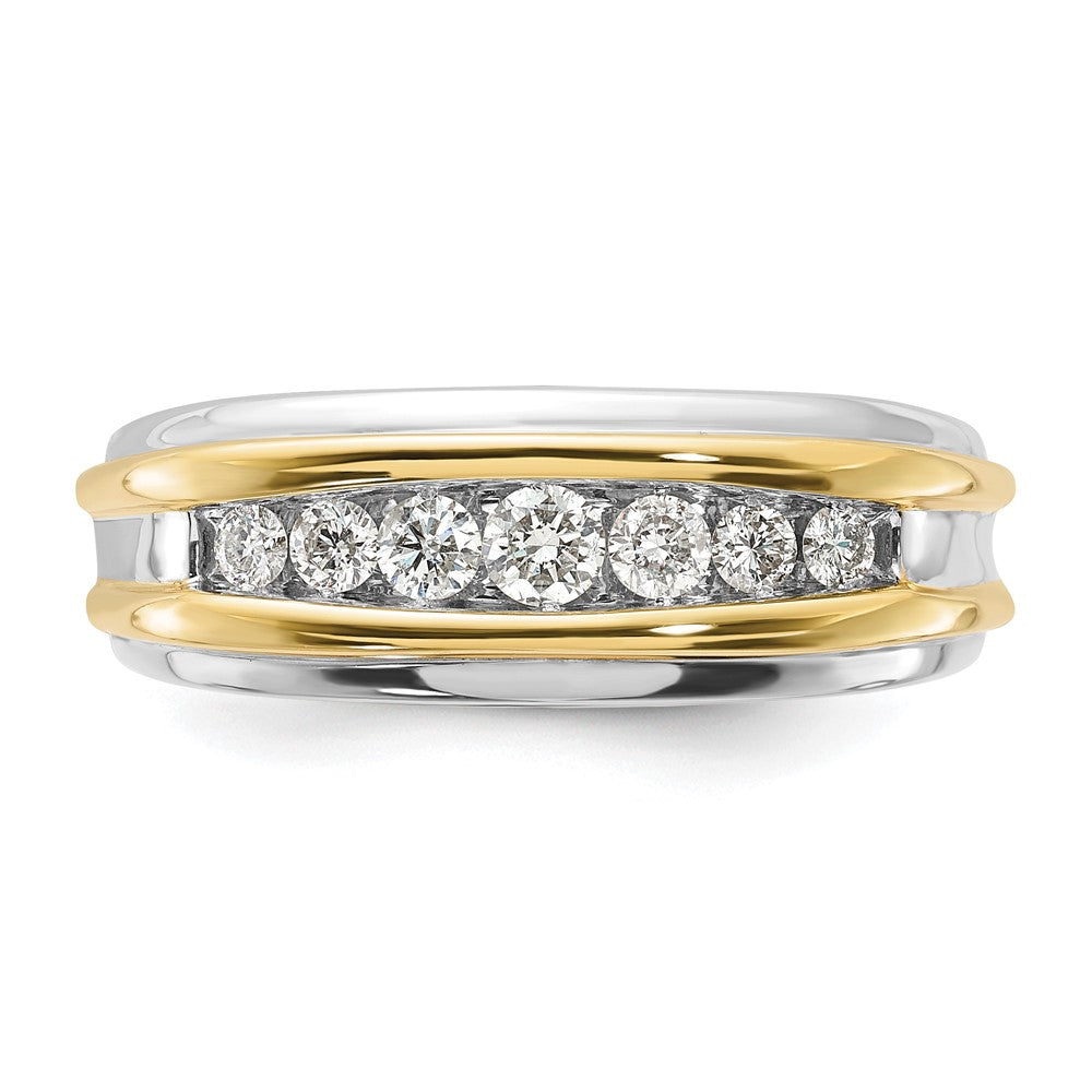 10k Two-tone  Two Tone 1/2 Ct. Lab Grown Diamond VS/SI+ G+ Seven Stone Complete Men's Ring