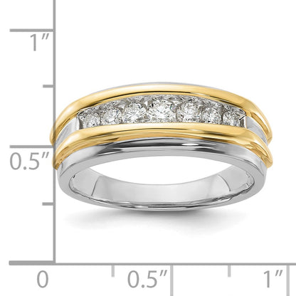 10k Two-tone  Two Tone 1/2 Ct. Lab Grown Diamond VS/SI+ G+ Seven Stone Complete Men's Ring