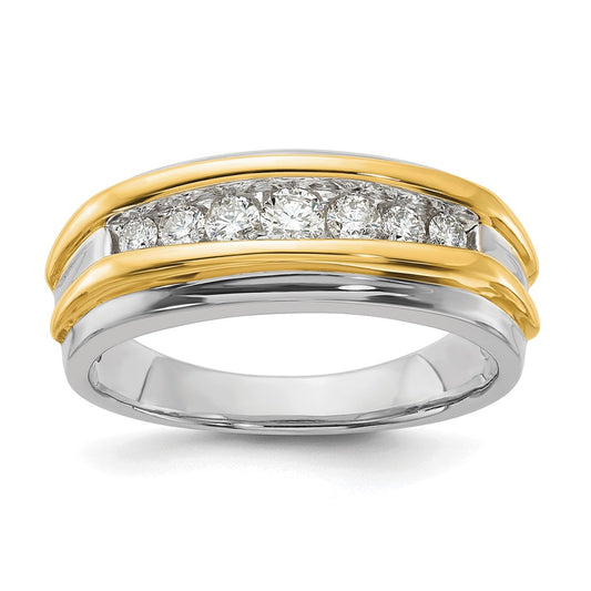 10k Two-tone Two Tone 1/2 Ct. Lab Grown Diamond VS/SI+ G+ Seven Stone Men's Ring
