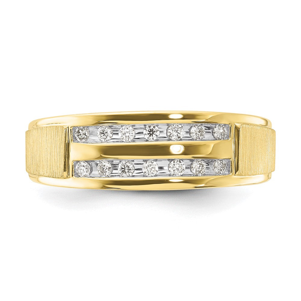 10k Yellow Gold 1/5 Ct. Lab Grown Diamond VS/SI+ G+ Complete Double Row Men's Ring