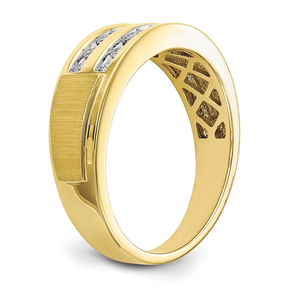 10k Yellow Gold 1/5 Ct. Lab Grown Diamond VS/SI+ G+ Complete Double Row Men's Ring