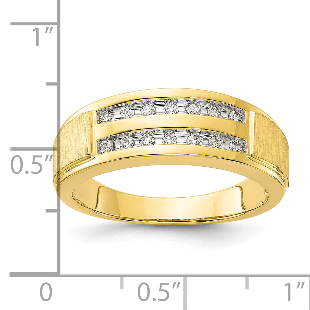 10k Yellow Gold 1/5 Ct. Lab Grown Diamond VS/SI+ G+ Double Row Men's Ring