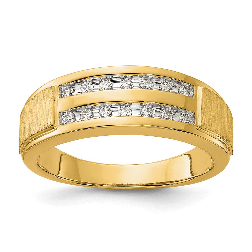 10k Yellow Gold 1/5 Ct. Lab Grown Diamond VS/SI+ G+ Complete Double Row Men's Ring