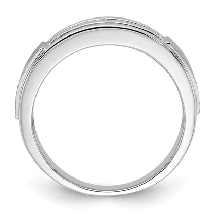 10k White Gold 1/5 Ct. Lab Grown Diamond VS/SI+ G+ Complete Double Row Men's Ring