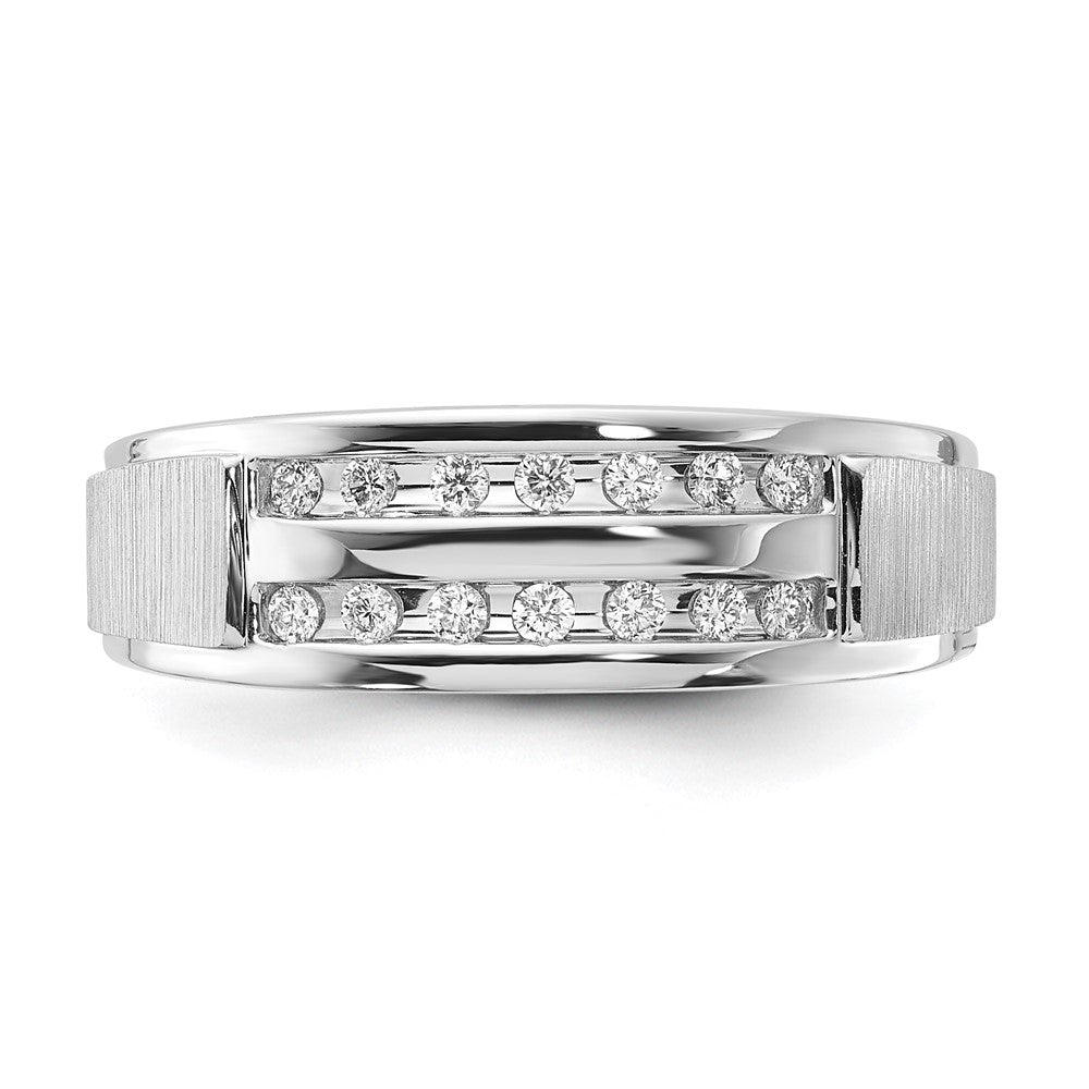 10k White Gold 1/5 Ct. Lab Grown Diamond VS/SI+ G+ Complete Double Row Men's Ring