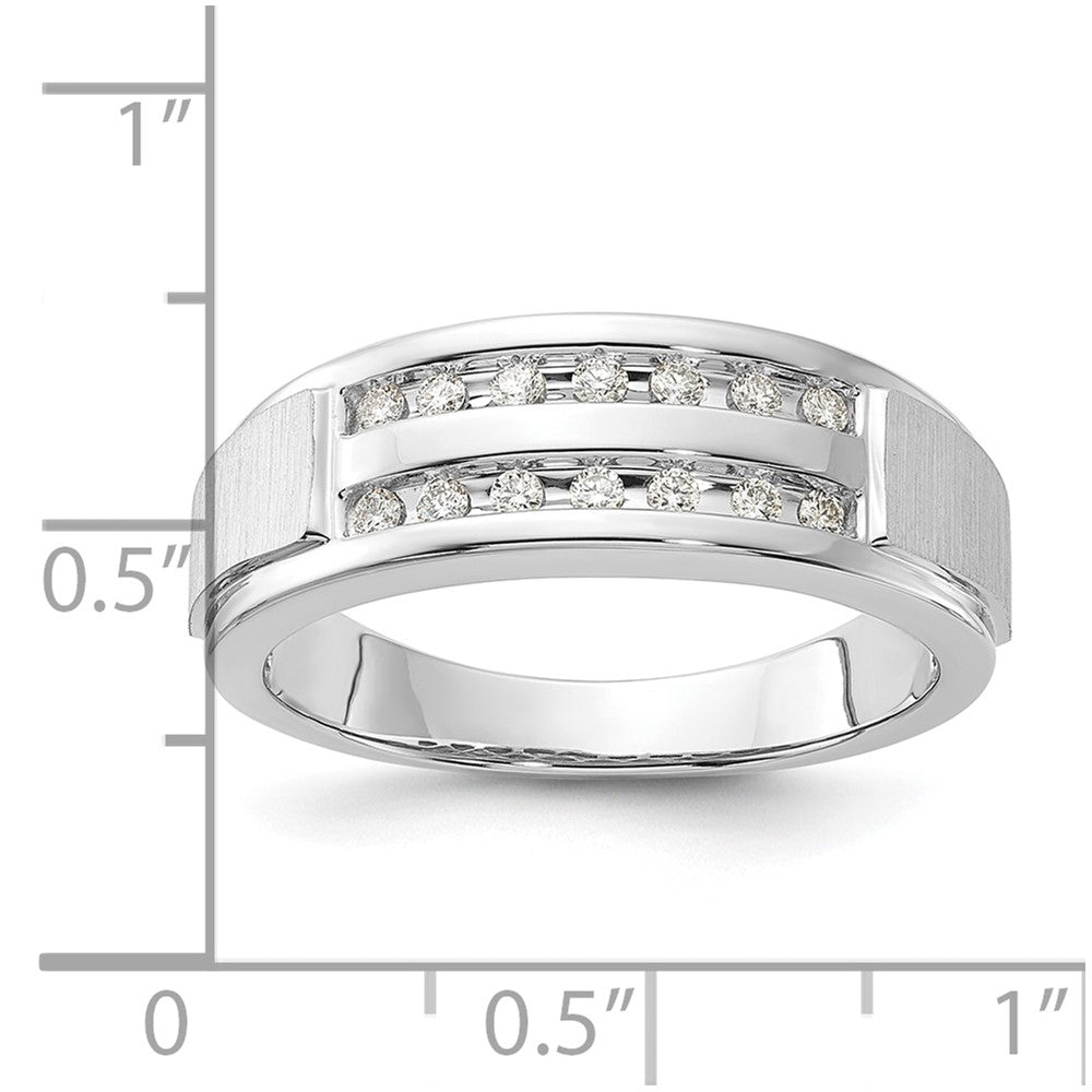 10k White Gold 1/5 Ct. Lab Grown Diamond VS/SI+ G+ Complete Double Row Men's Ring