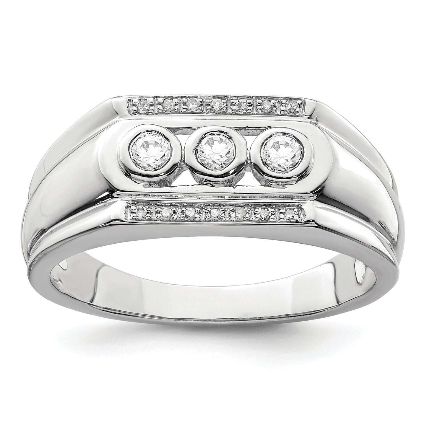 14K White Gold Lab Grown VS/SI+ G+ Diamond Men's Ring