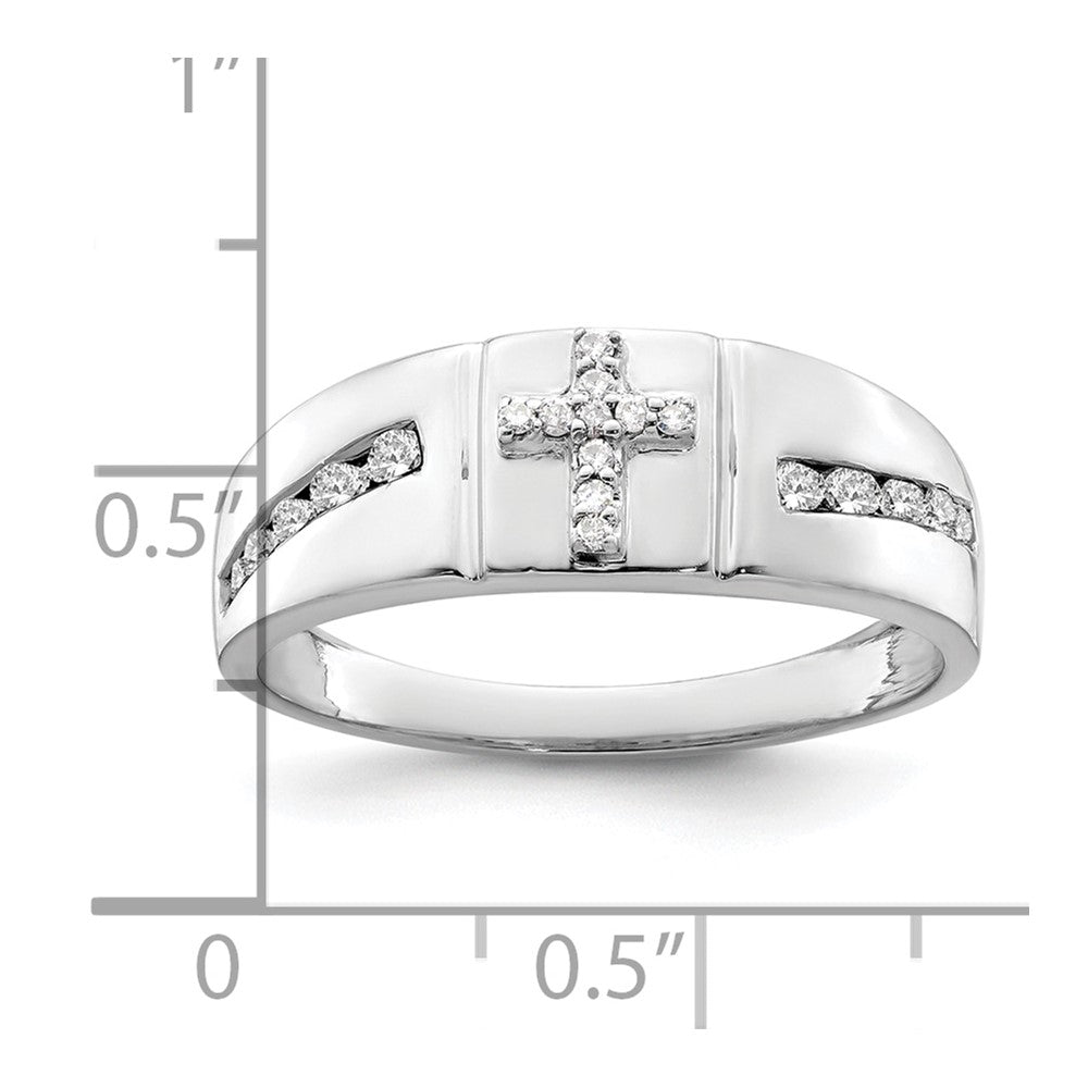 14k White Gold 1/4 Ct. Lab Grown Diamond VS/SI+ G+ Cross Men's Band Ring