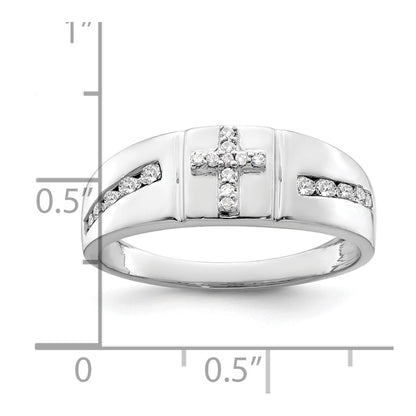 14k White Gold 1/4 Ct. Lab Grown Diamond VS/SI+ G+ Cross Men's Band Ring