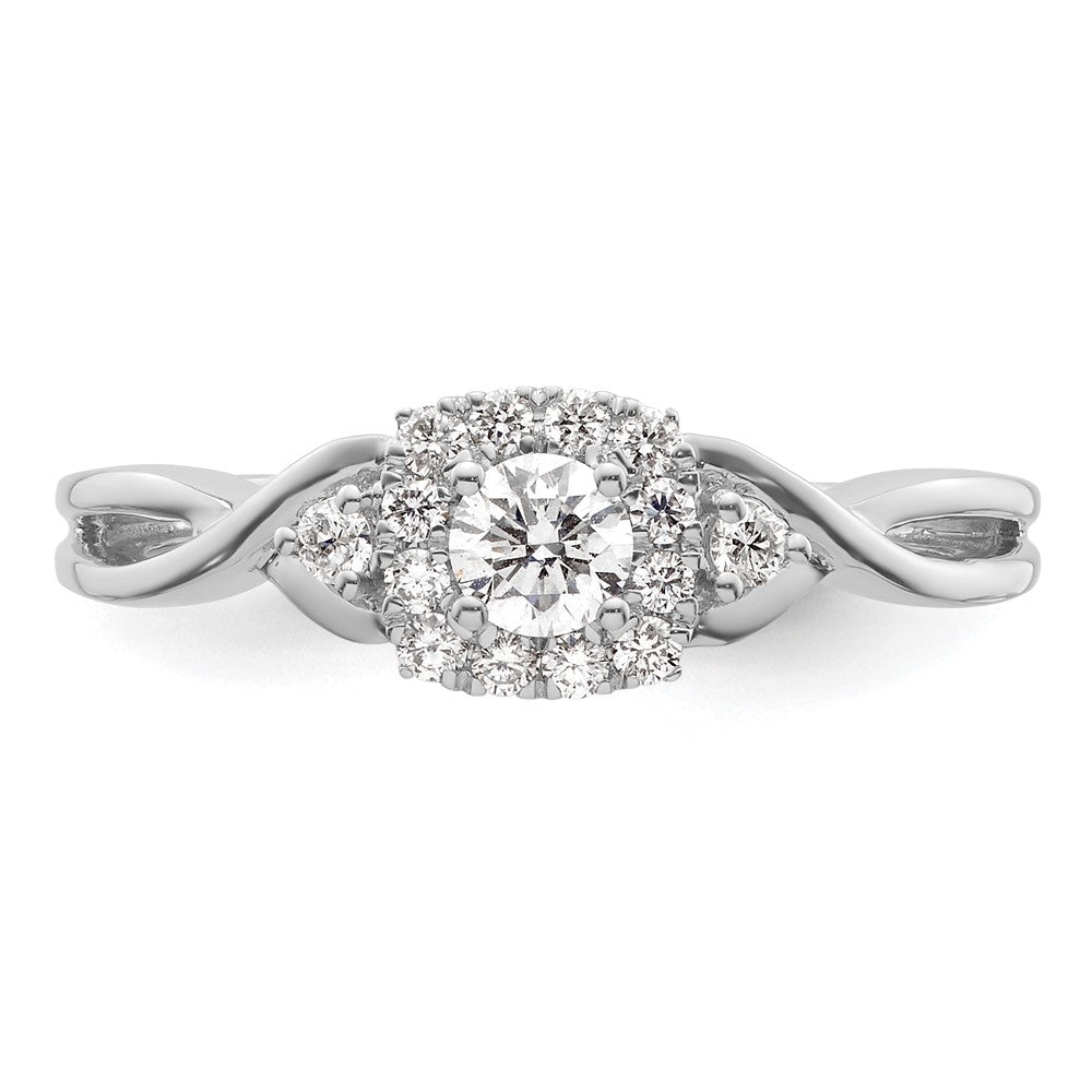 14k White Gold 1/3 Ct. Lab Grown Diamond VS/SI+ G+ Round Bypass Engagement Ring